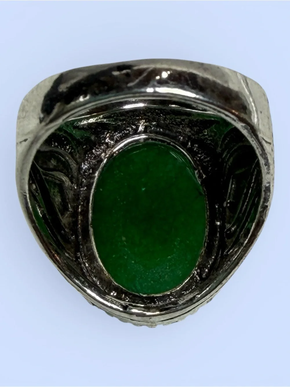 Shamrock Green Cabochon Jade Ring size 8 Unisex